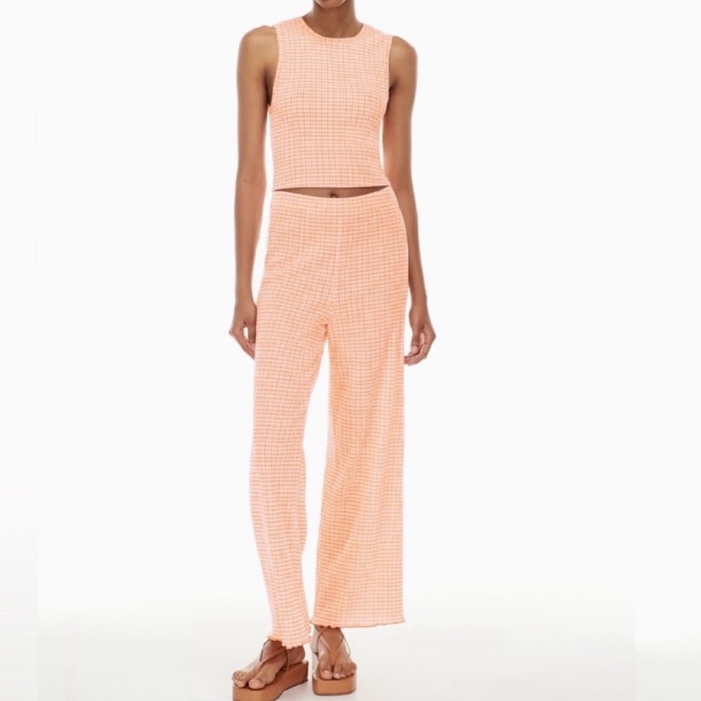 Aritzia orange white gingham Pants